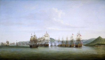 Bataille de Sainte Lucie entre d Estaing et Barrington 1778 Batallas navales Pinturas al óleo
